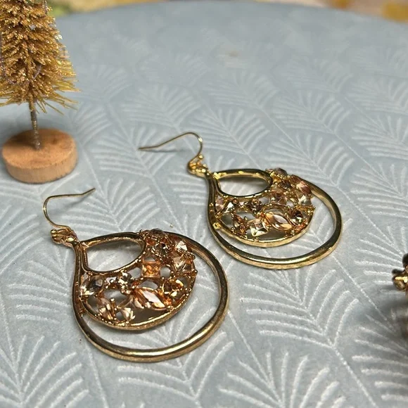 ✨Dazzling brown stone broach and earring set - Picture 5 of 13